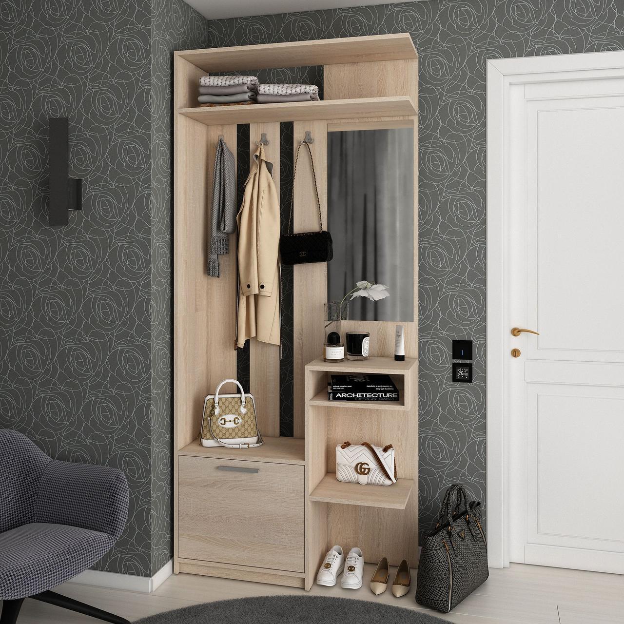 Прихожая Doros Ривьера 91,5х30х203 см Дуб Сонома (DRS-011333) - фото 3