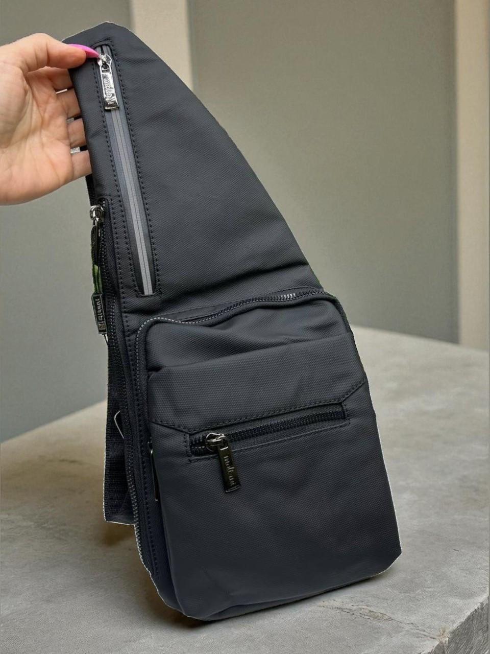 Сумка через плечо мужской слинг из водоотталкивающей ткани 18х42 Черный - фото 10