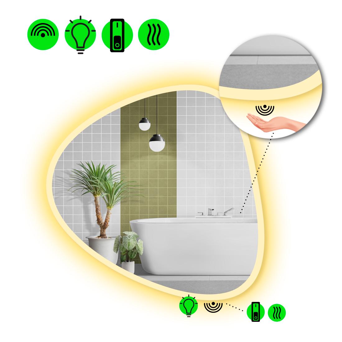 Зеркало с LED подсветкой Nuvola 3 с ИК включателем и подогревом 100x100 см (8737304)