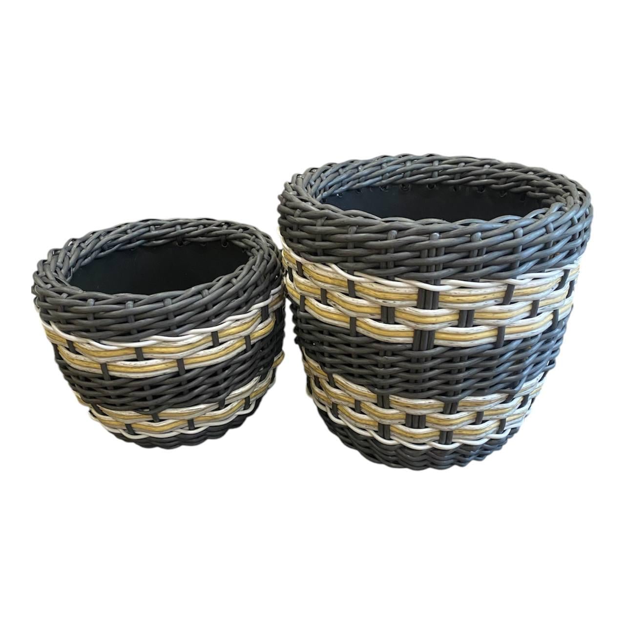 Набір кашпо зі штучного ротангу ступка 5/10 л 2 шт. (Кс52024л)