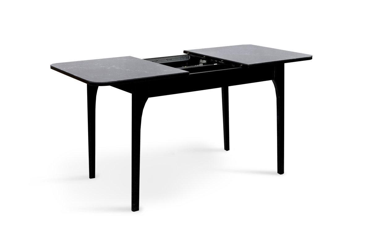 Обеденный стол раскладной Микс Мебель Фиеста ДСП/стекло/дерево 1450х750х700 мм Черный/Черный мрамор (А0056354) - фото 5 Обеденный стол раскладной Микс Мебель Фиеста ДСП/стекло/дерево 1450х750х700 мм Черный/Черный мрамор (А0056354) - фото 5