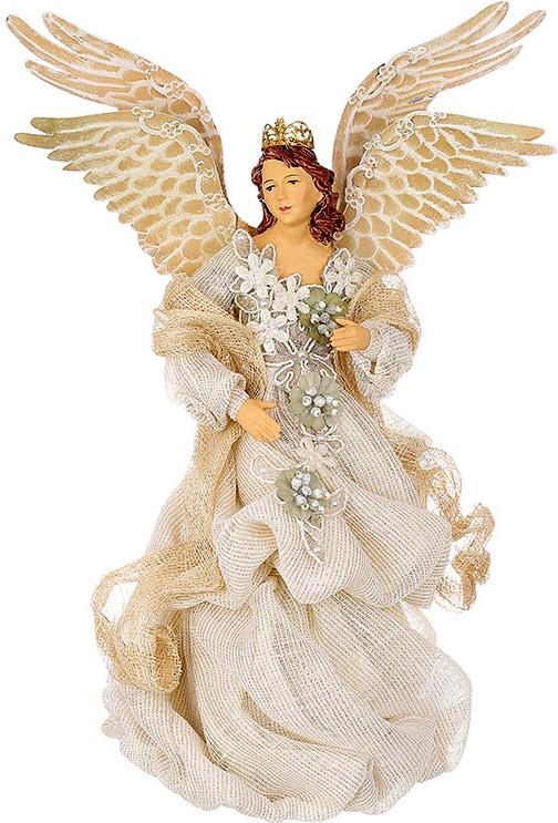 Фигура декоративная Рождественский Белый Ангел с цветами 33 см. Фигура декоративная Рождественский Белый Ангел с цветами 33 см.