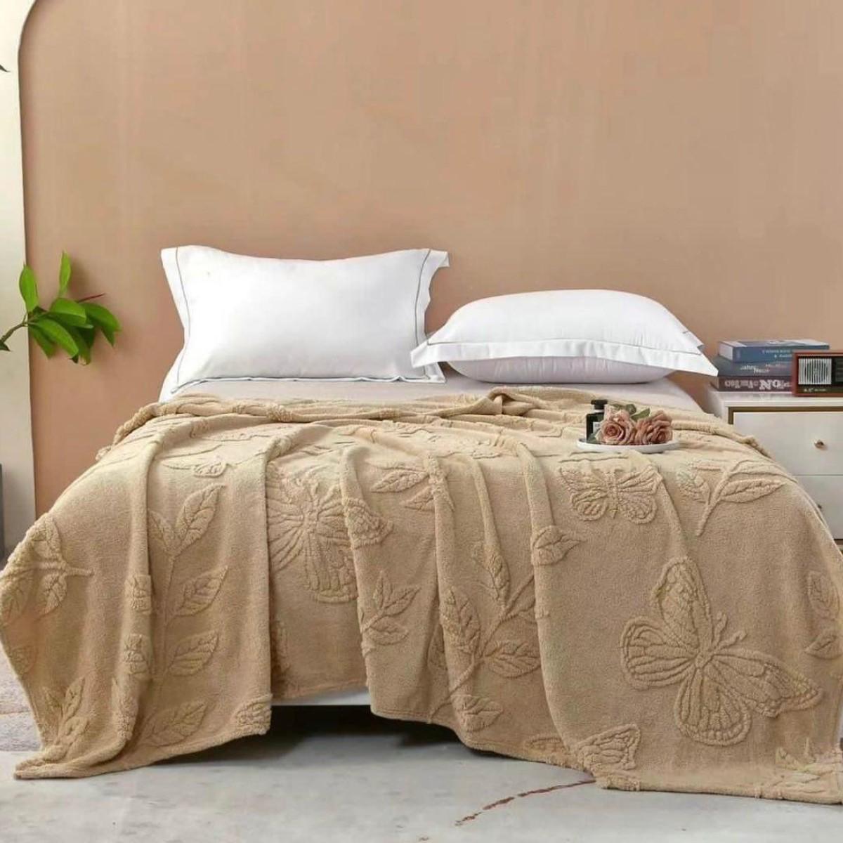 Плед пухнастий Koloco Метелики євро 200х230 см Бежевий (39962) Плед пухнастий Koloco Метелики євро 200х230 см Бежевий (39962)