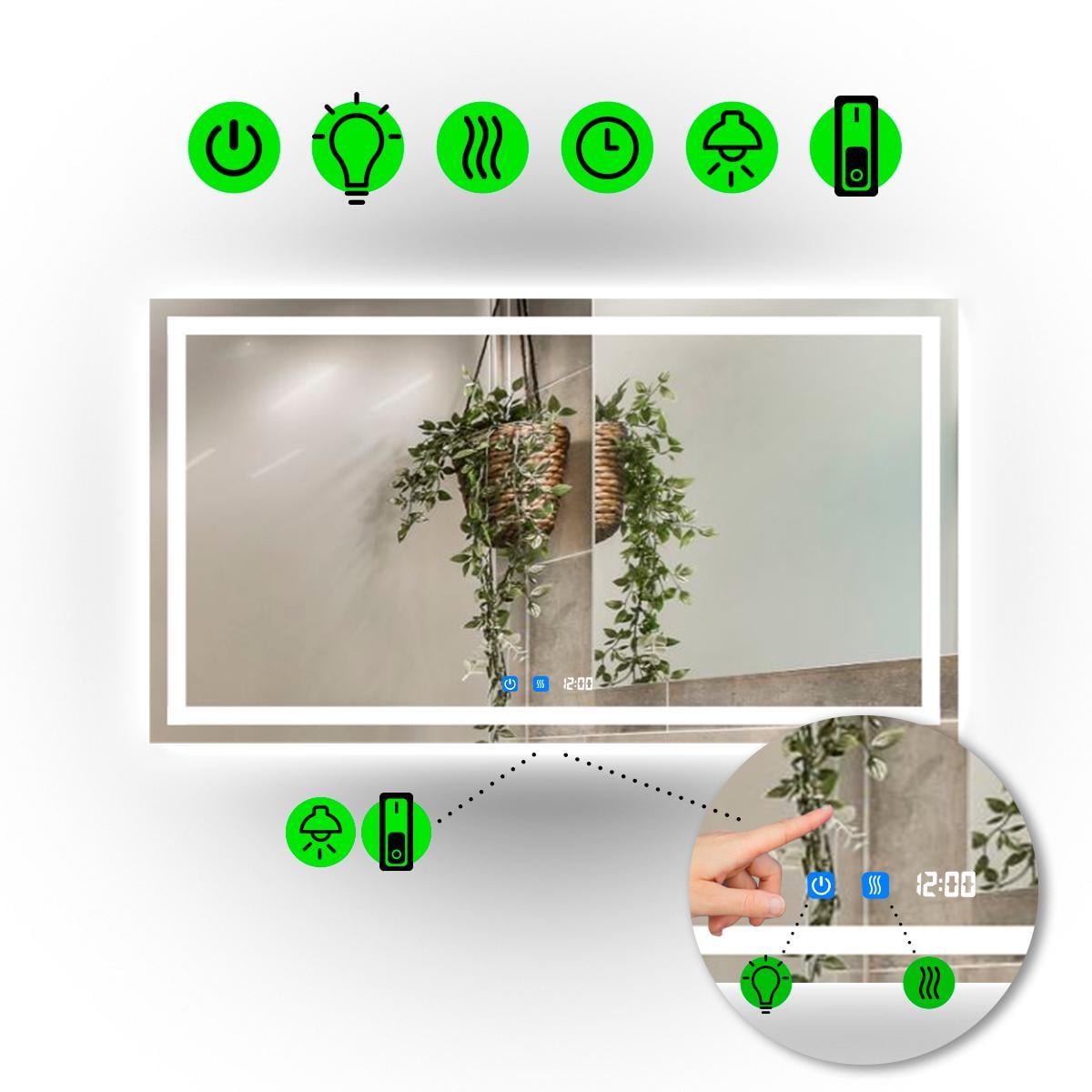 Зеркало Karnet LED с двумя сенсорами и часами 80x60 см (13498780) Зеркало Karnet LED с двумя сенсорами и часами 80x60 см (13498780)