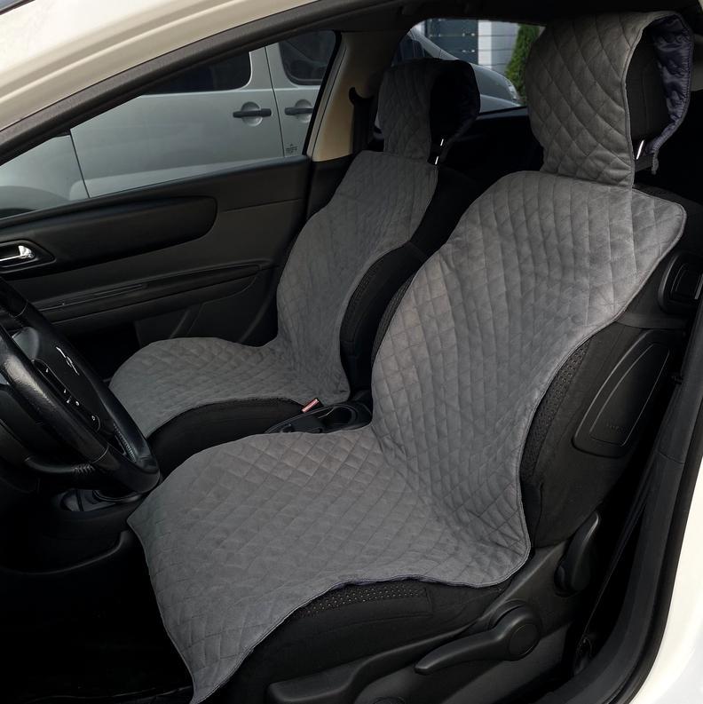 Накидки на сиденье автомобиля с подголовником эко-замша 2 шт. Серый (411) Накидки на сиденье автомобиля с подголовником эко-замша 2 шт. Серый (411)