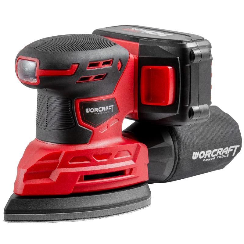 Шлифовальная машина дельтовидная вибрационная аккумуляторная Worcraft CPMS-S20Li с аккумулятором 2А и зарядным 145х145х95 см 20В (43132)