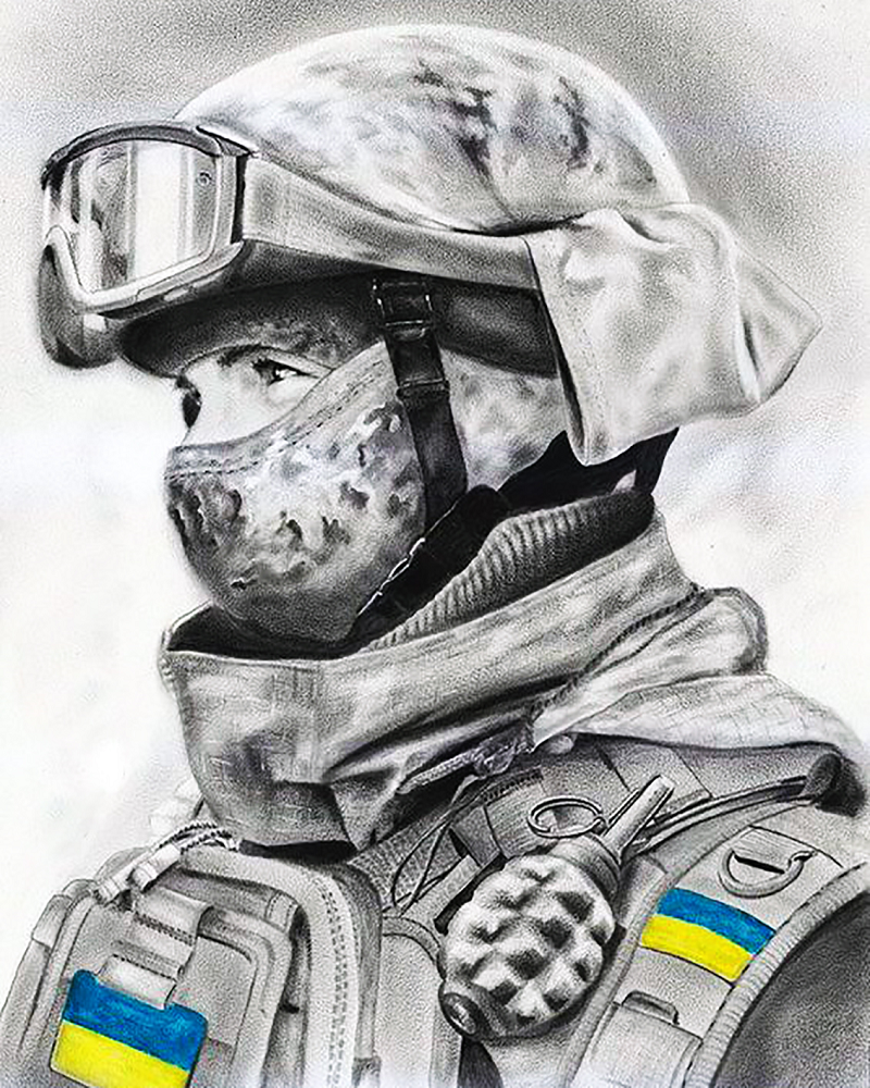 Алмазная мозаика Чарівний діамант Защитник Украины 40x50 см (КДИ-1367)