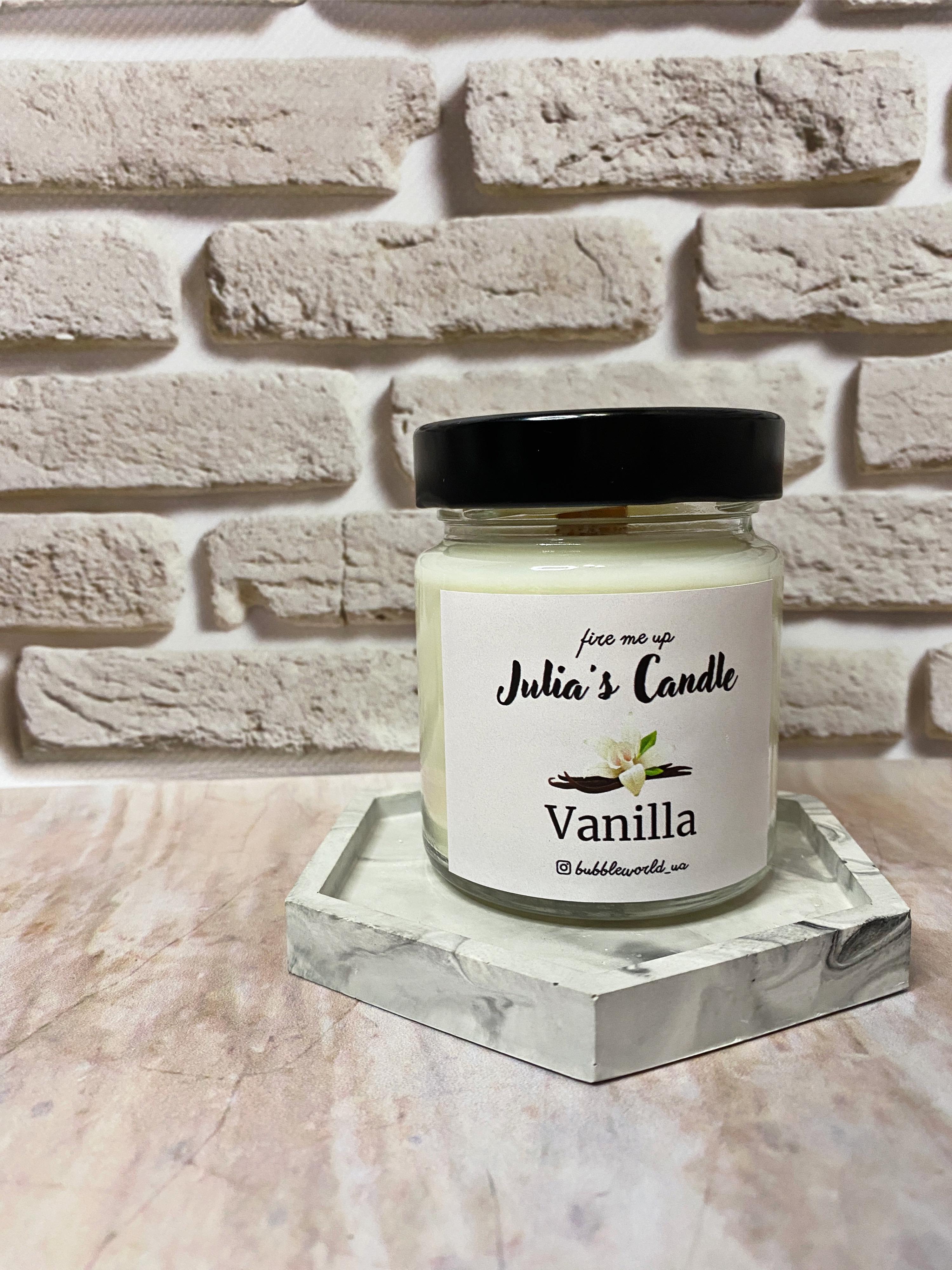 Ароматична свічка Julia's Candle соєва з дерев'яним гнітом Vanilla 200 мл (1100-2200) - фото 2