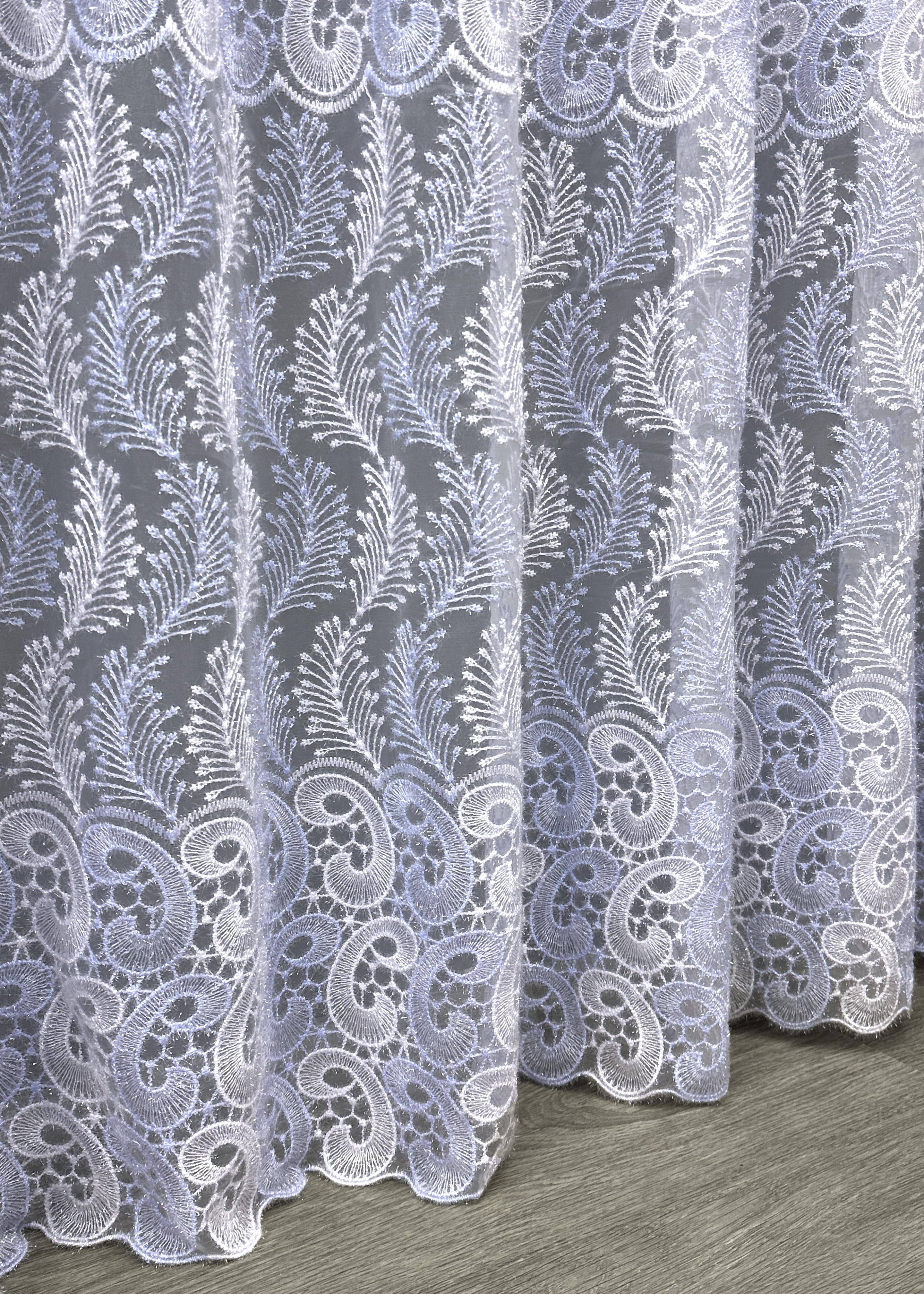 Тюль VR-Textil 1683т Органза с вышивкой и люрексом 300х270 см Голубой/Белый (42-0731) - фото 8