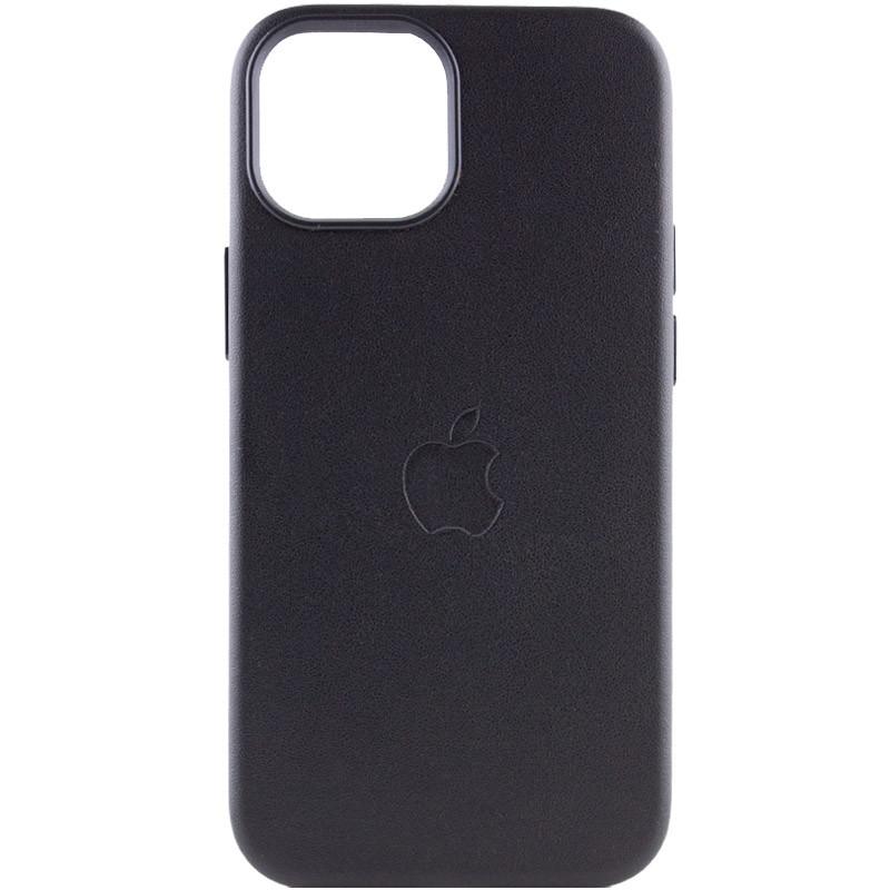Протиударний Шкіряний Чохол Leather Case (AAA) with MagSafe для Apple iPhone 14 (6.1") Midnight