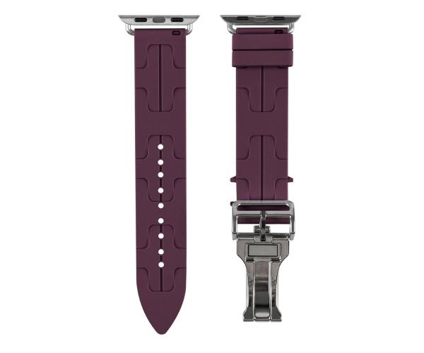 Ремешок Silicone Hermes для Watch 42/44/45/49 мм Wine Red