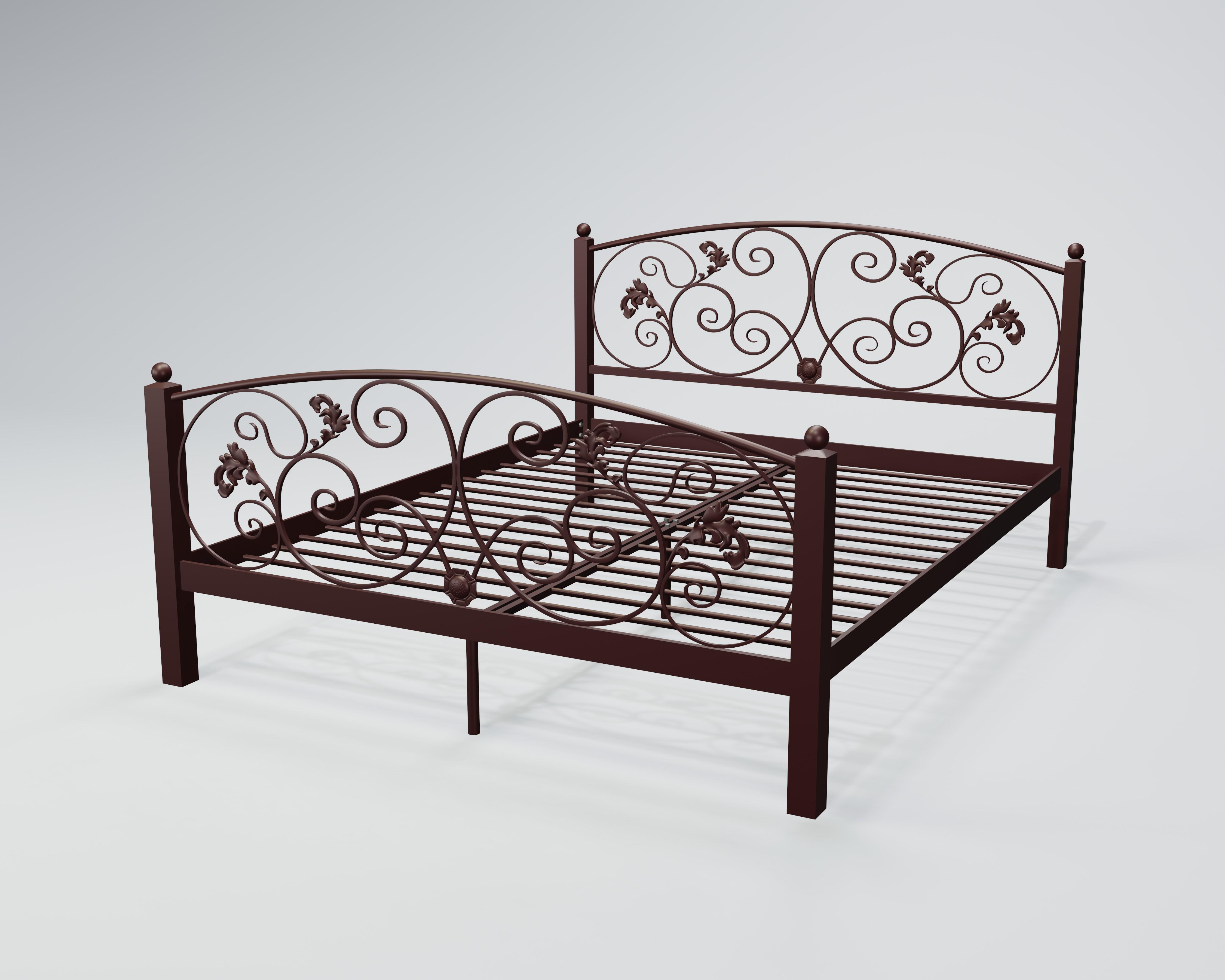 Кровать металлическая Магнолия 180x190 см Бордовый