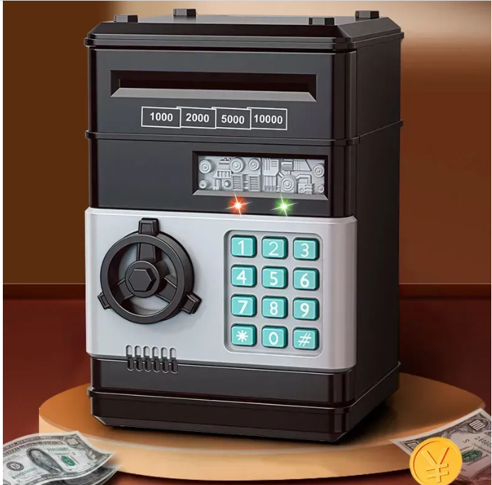 Скарбничка-сейф електронна NUMBER BANK з кодовим замком і купюроприймачем Чорний - фото 3