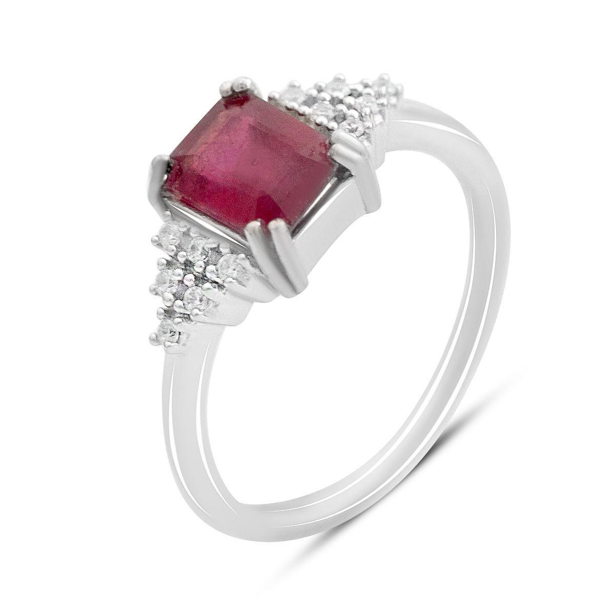 Кольцо серебряное Tiva с натуральным рубином и фианитами 2,511 ct 2,93 г р. 18 (2165163)