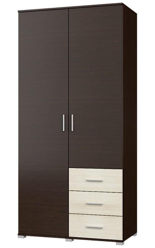 Шкаф распашной с ящиками Еверест Бриз ШП-4 Венге/Дуб молочный