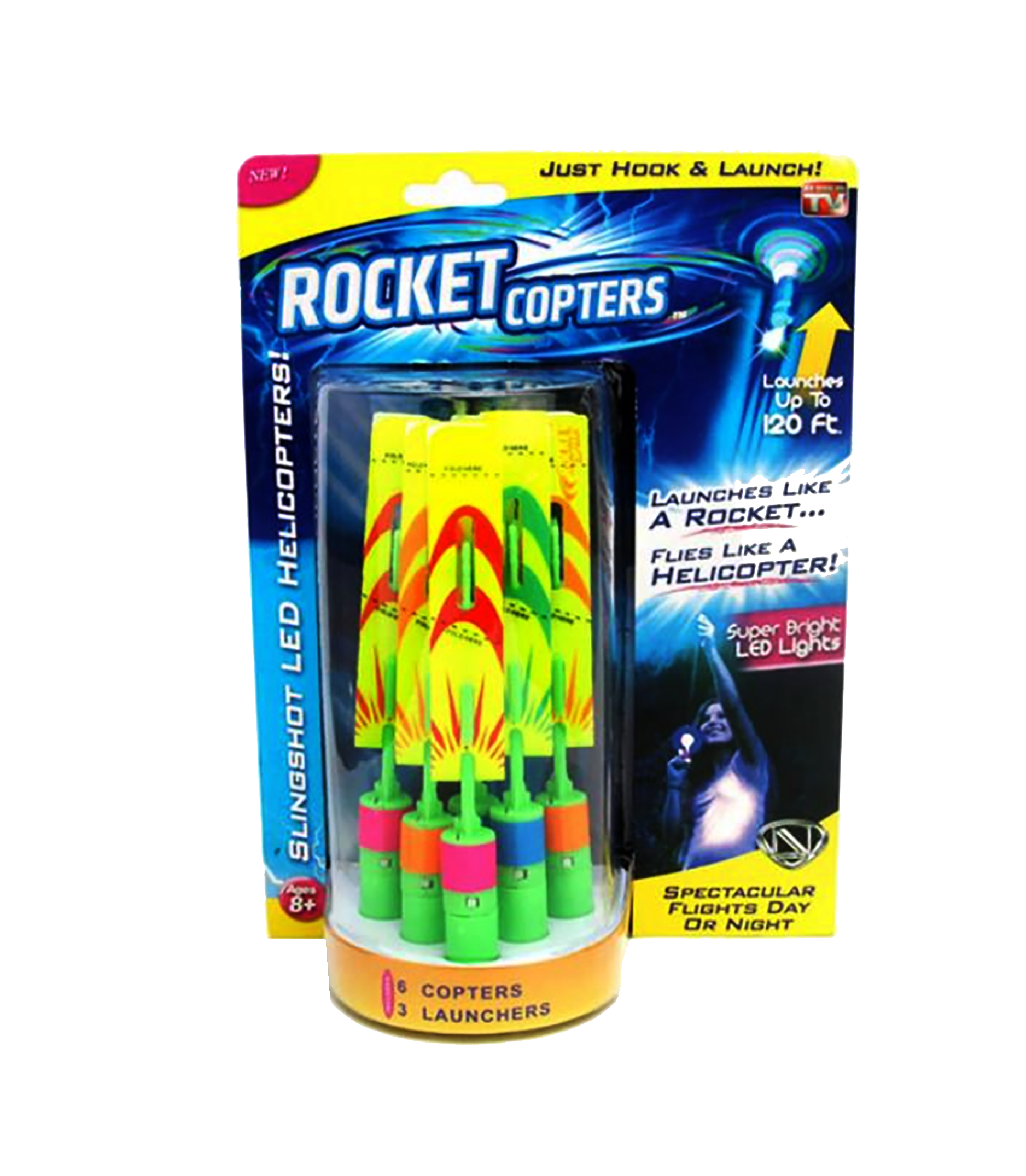Ігровий набір SUNROZ Rocket Copters ракети-вертольоти LED 6 шт.  SUN2818