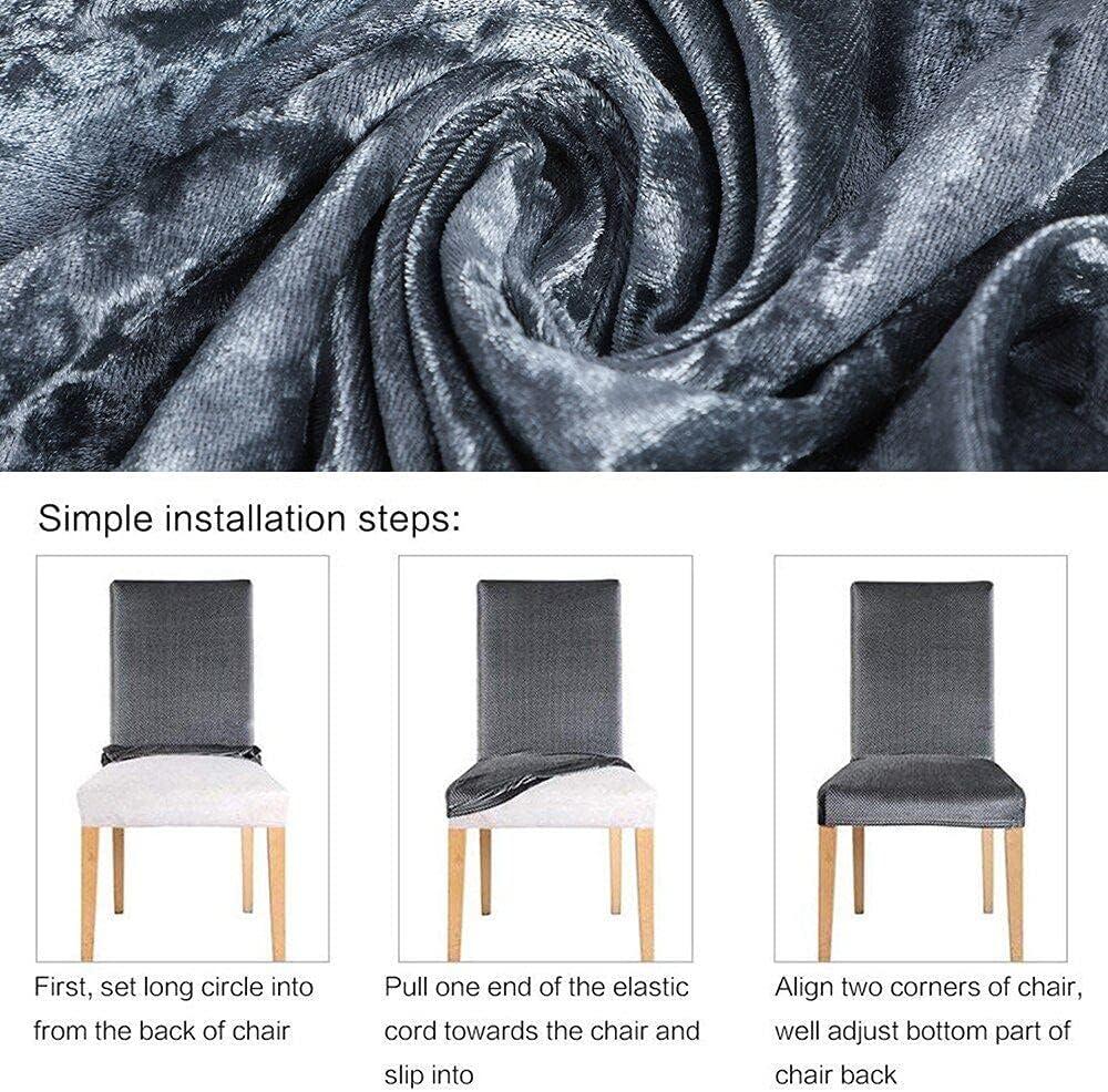 Чехол натяжной на стул GOSPO велюровый Серый (2190142609) - фото 5