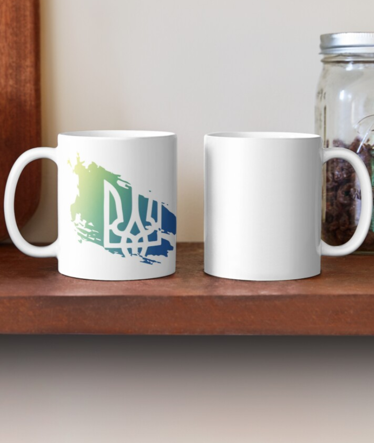 Чашка керамічна з принтом Градієнт герб України Тризуб 330 мл Білий (УКР98Ч) - фото 2 Чашка керамічна з принтом Градієнт герб України Тризуб 330 мл Білий (УКР98Ч) - фото 2