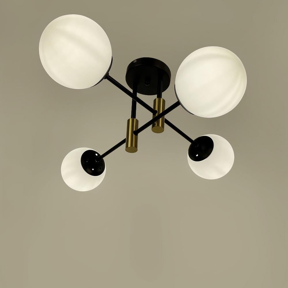 Люстра потолочная Lighthouse LF-17376/4 TBS/BK/WT Черный/Латунь/Белый