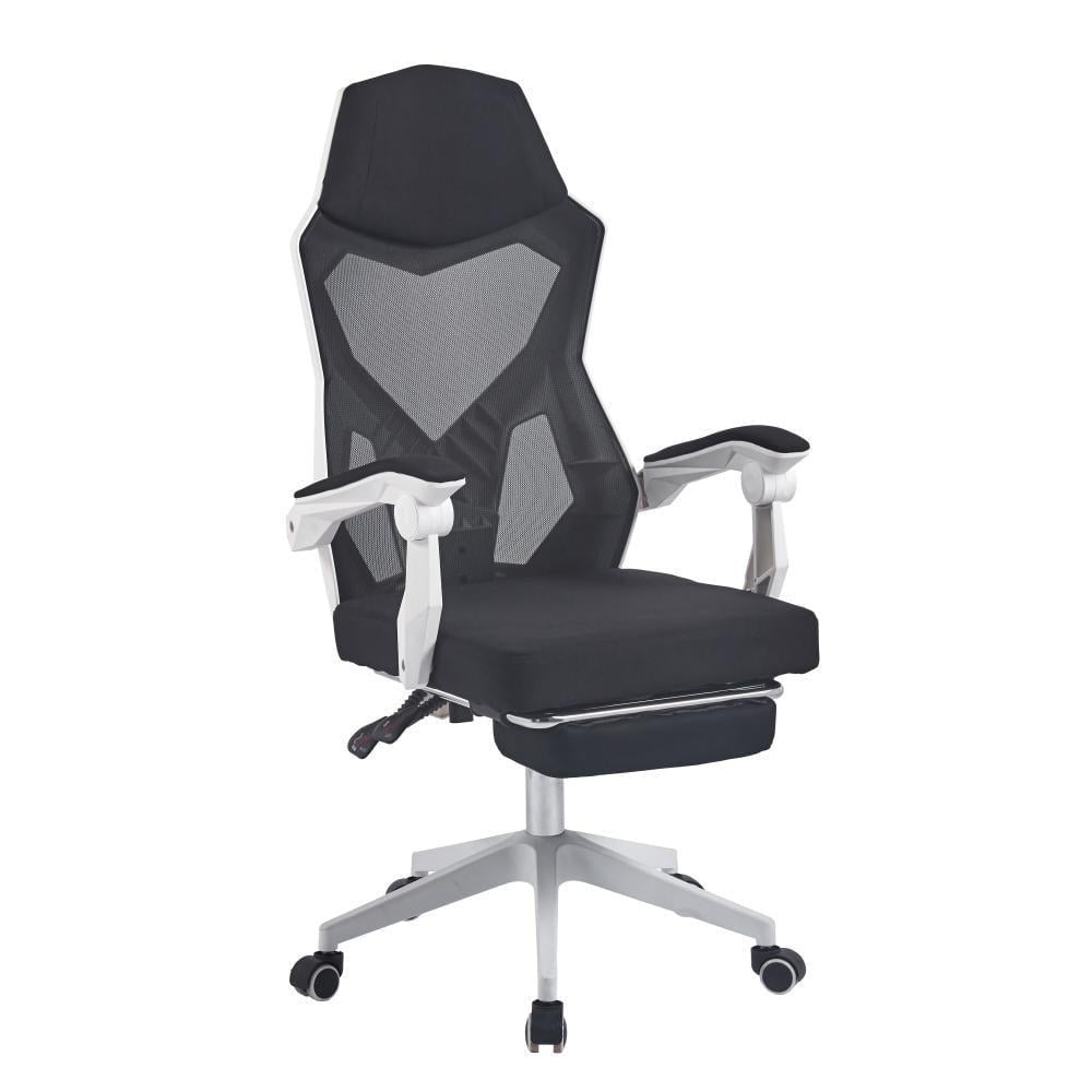 Кресло геймерское Bonro B-057 с регулируемой высотой сиденья и подставкой для ног Черно-белый (147-76-42400611)