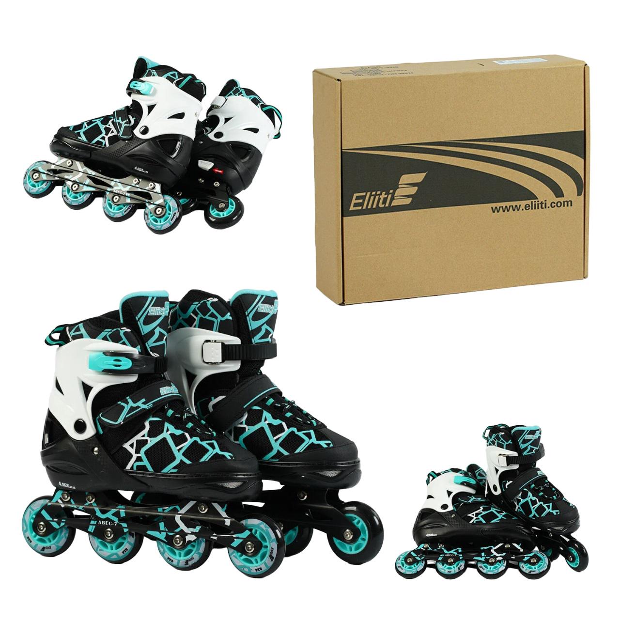 Роликові ковзани Best Roller PU колеса що світяться 24-26 см р. 38-41 Black/Turquoise (151213) - фото 2