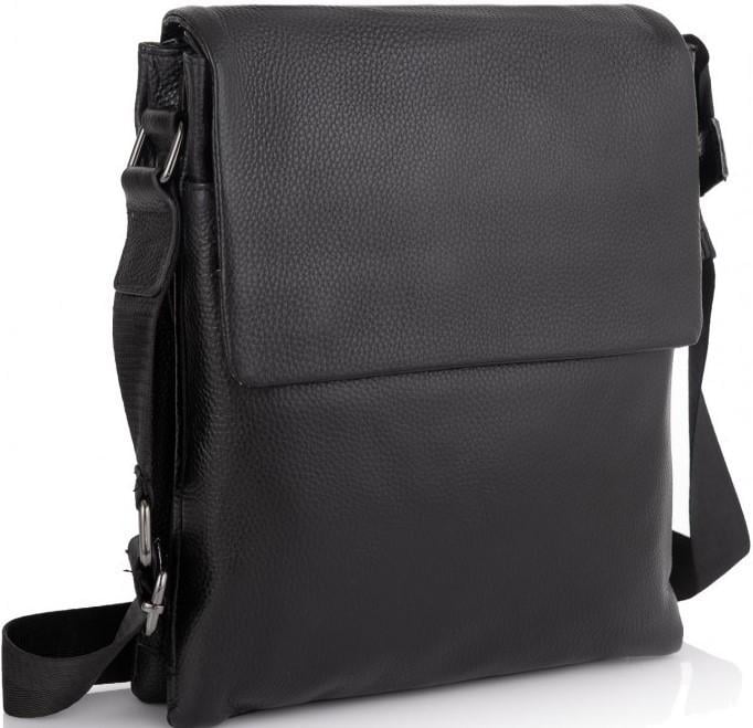Мессенджер мужской Tiding Bag кожаный Черный