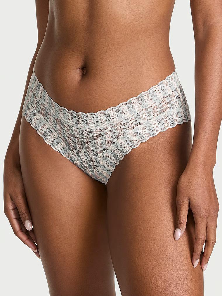 Трусики чики Victoria's Secret The Lacie Lace Cheeky Panty S Голубой (27066155)