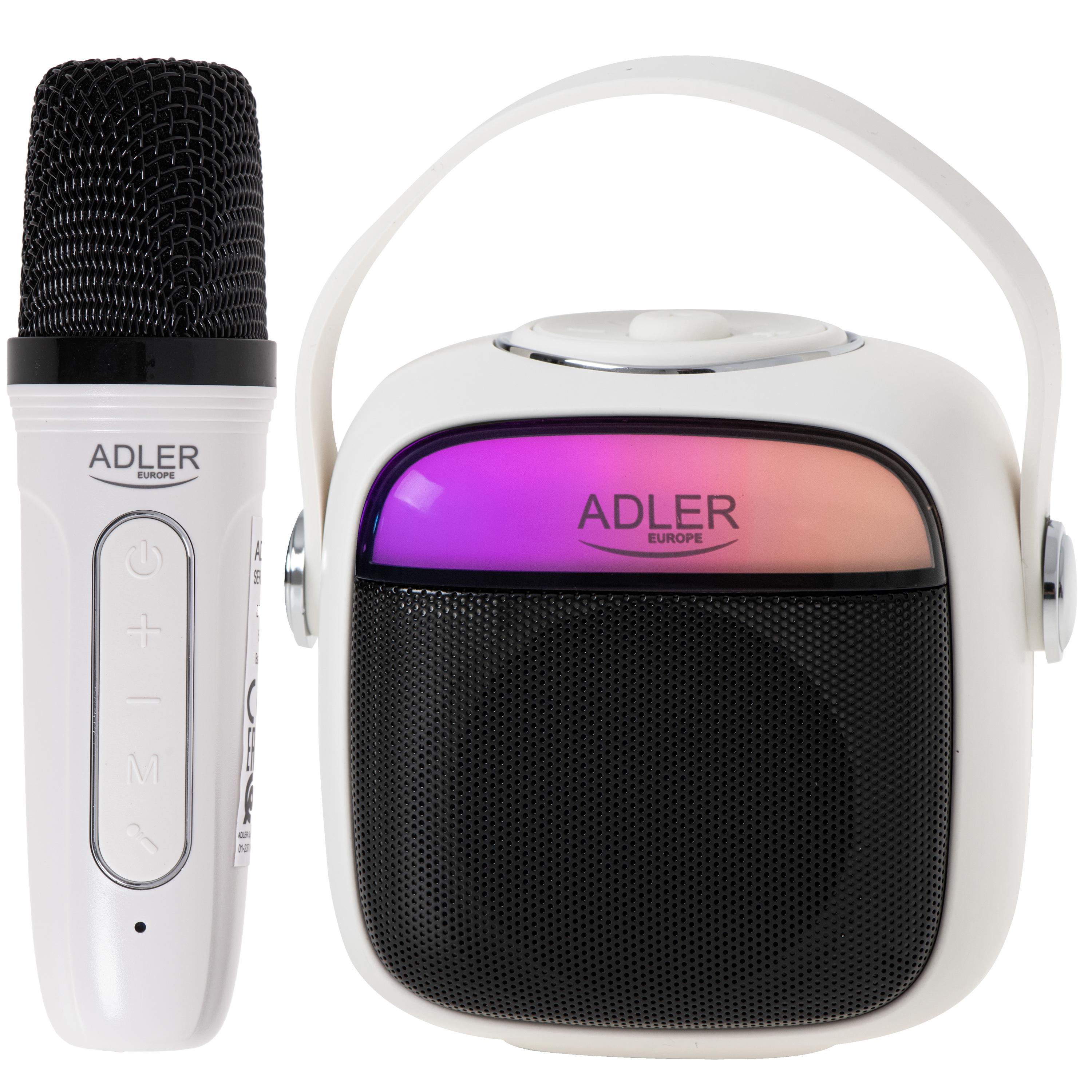 Колонка караоке Adler з мікрофоном SD/USB/AUX/Bluetooth Білий (AD1199w)