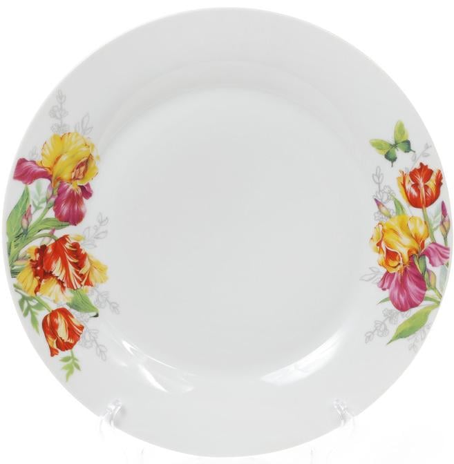 Набор фарфоровых обеденных тарелок Огненные ирисы 6 шт. 27 см