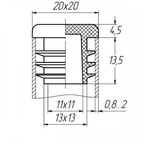 Заглушка Steelfix 20х20 мм внутрішня квадратна для труби Сірий (080524) - фото 2