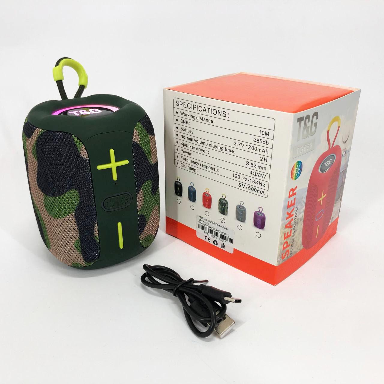 Портативна колонка Bluetooth TG658 8W з RGB підсвічуванням Камуфляж - фото 15 Портативна колонка Bluetooth TG658 8W з RGB підсвічуванням Камуфляж - фото 15