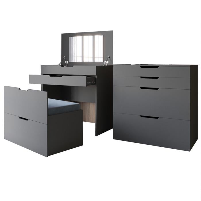 Комод-трюмо із дзеркалом 700х450х820 см Азія/Антрацит Комод-трюмо із дзеркалом 700х450х820 см Азія/Антрацит