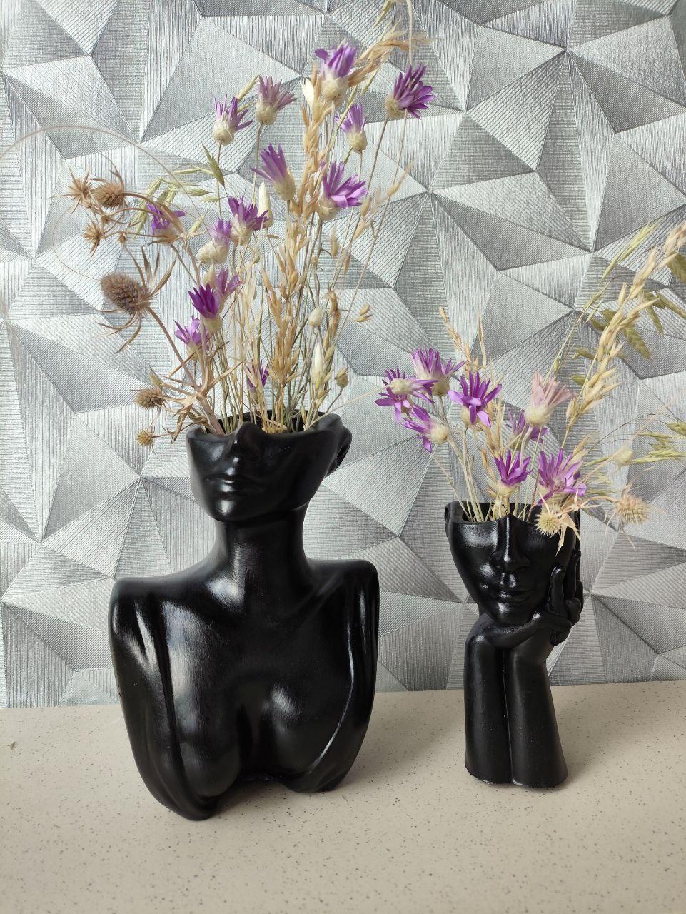 Набор декоративных ваз бюст и ваза лица ручной работы 2 шт. Черный (2749552553) - фото 9 Набор декоративных ваз бюст и ваза лица ручной работы 2 шт. Черный (2749552553) - фото 9