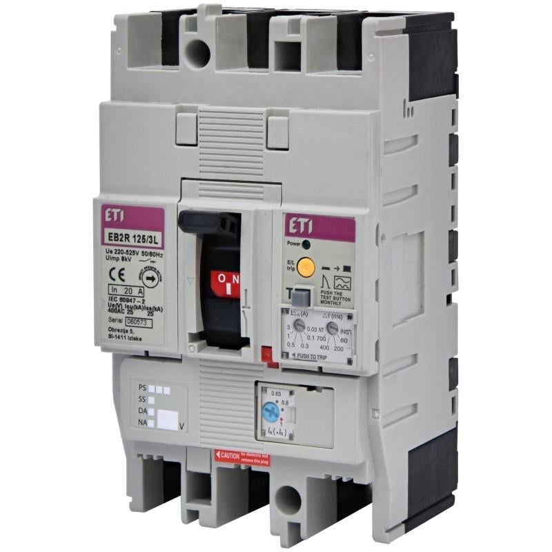 Автоматический выключатель силовой ETI 20A 25kA 3 полюса EB2R 125/3L 20A 3P 004671501 (56883)