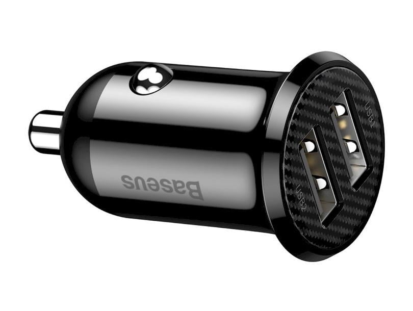 Адаптер автомобильный зарядное устройство BASEUS CCALLP-01 Grain Pro Car Charger Dual 2xUSB 4.8A Black - фото 2