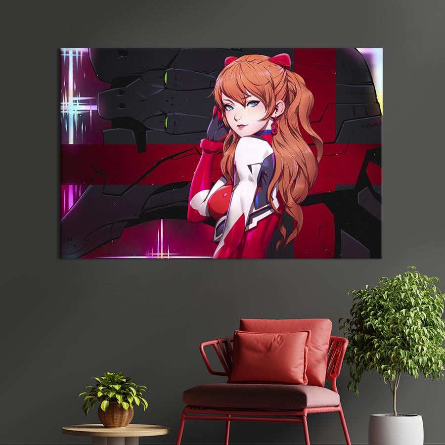 Картина на холсте Аска Лэнгли Сорью, героиня аниме Евангелион 75x50 см (1459-1)