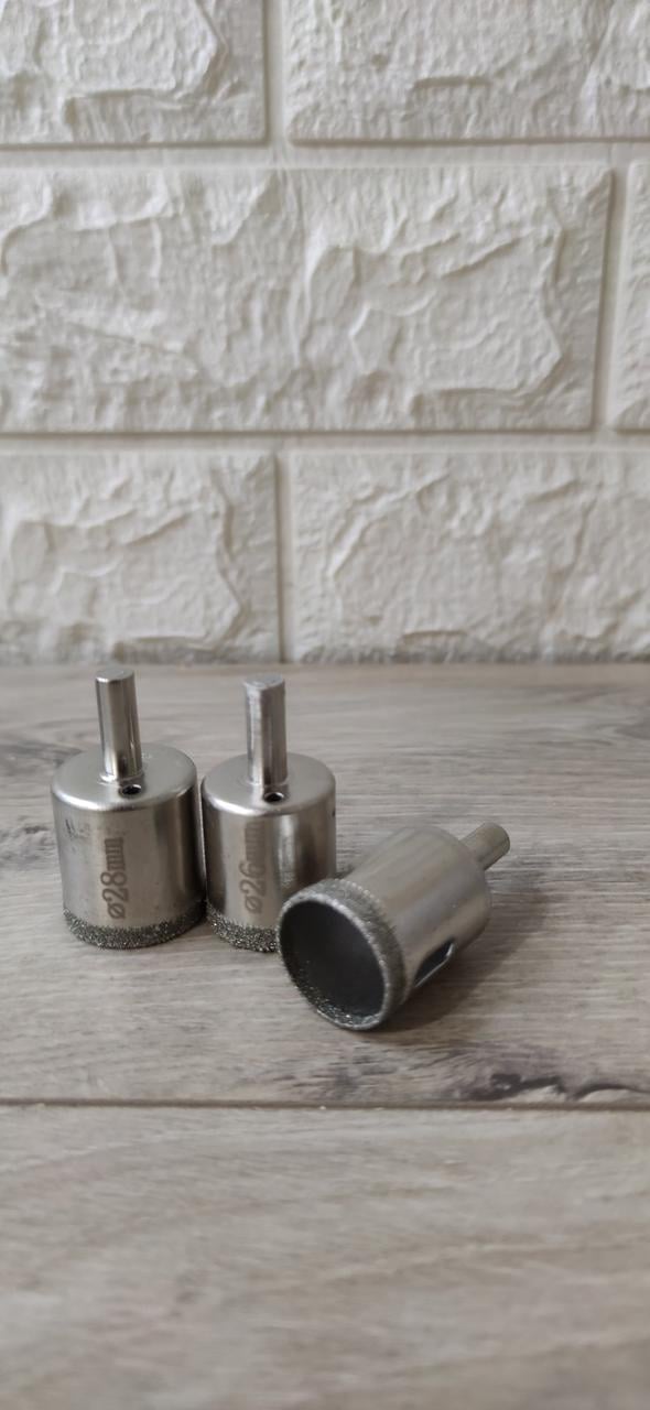 Коронки алмазные для стекла и керамики 28 мм 26 мм и 25 мм 3 шт. (KG-6659)