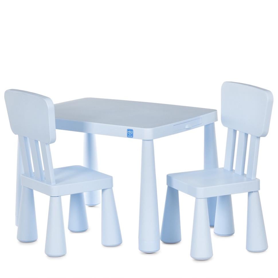 Детский стол с двумя стульями Bambi комбинированный 76,5х54,5 см Голубой (KL-154-R-76)