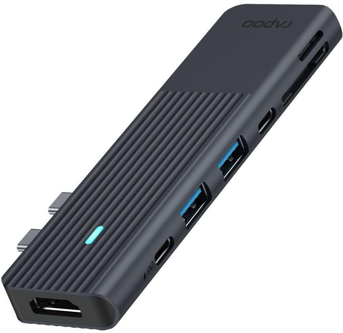 Концентратор Rapoo Multiport Adapter UCM-2003 USB-хаб 7в2 USB-C Black (355280)