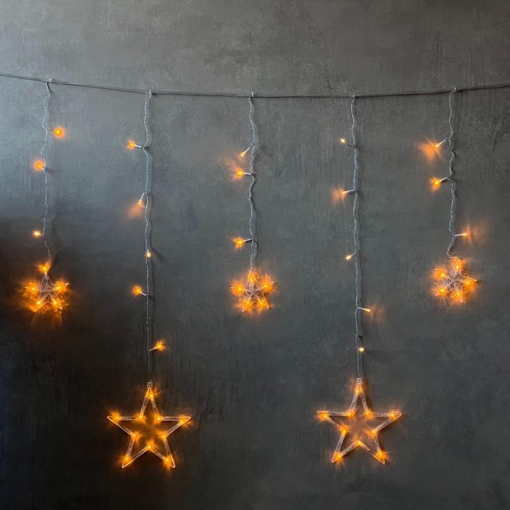 Гірлянда-штора Зірки 140LED жовта 3,2 м від електромережі (9133-032)