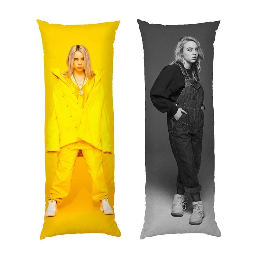 Подушка дакимакура Billie Eilish габардин 140х45 см черно-желтая (111851-2)