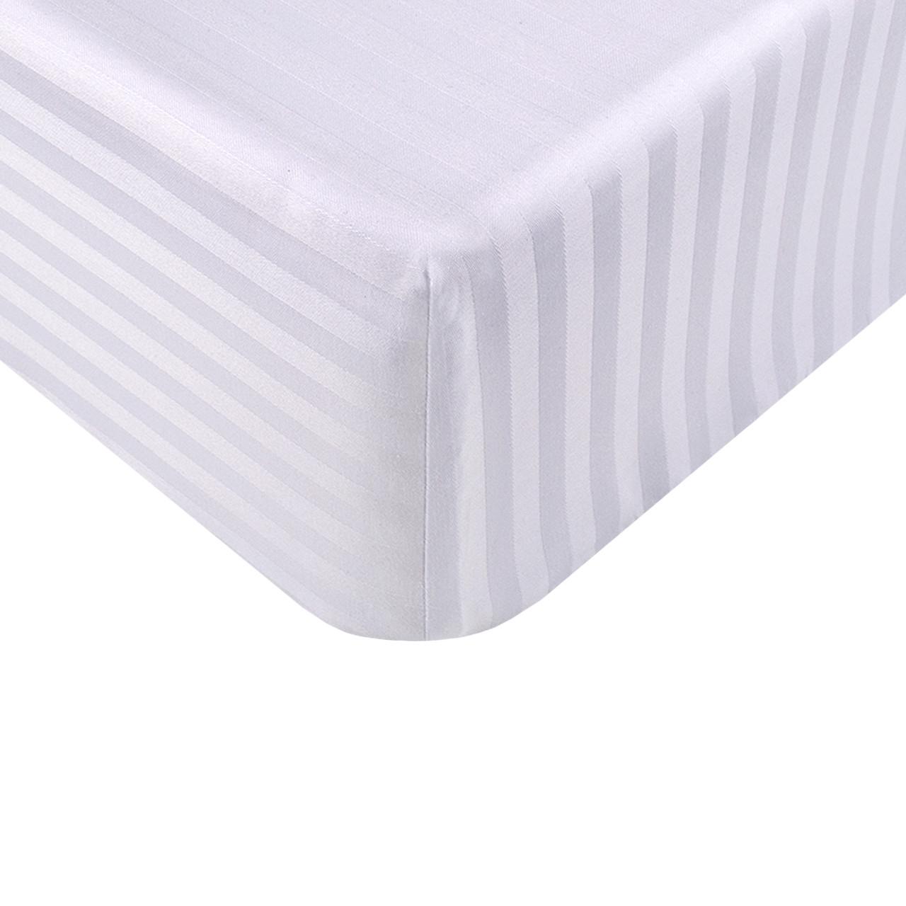 Простынь Lotus Отель Сатин Страйп 1х1 на резинке 100х200х25 Белый (svt-2000022296021)