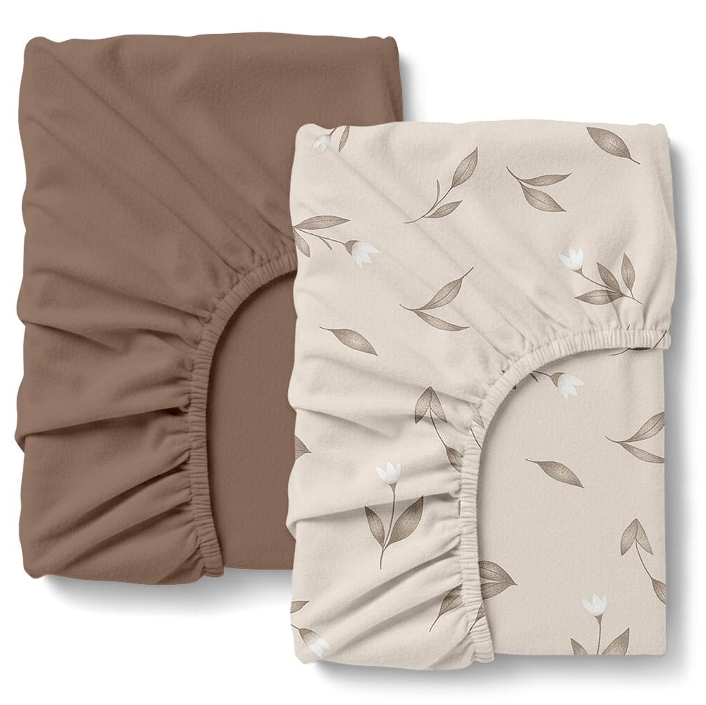 Простирадло на гумці Cosas BEIGE FLORAL фланель 180х200х20 см 2 шт. (4822052502969)