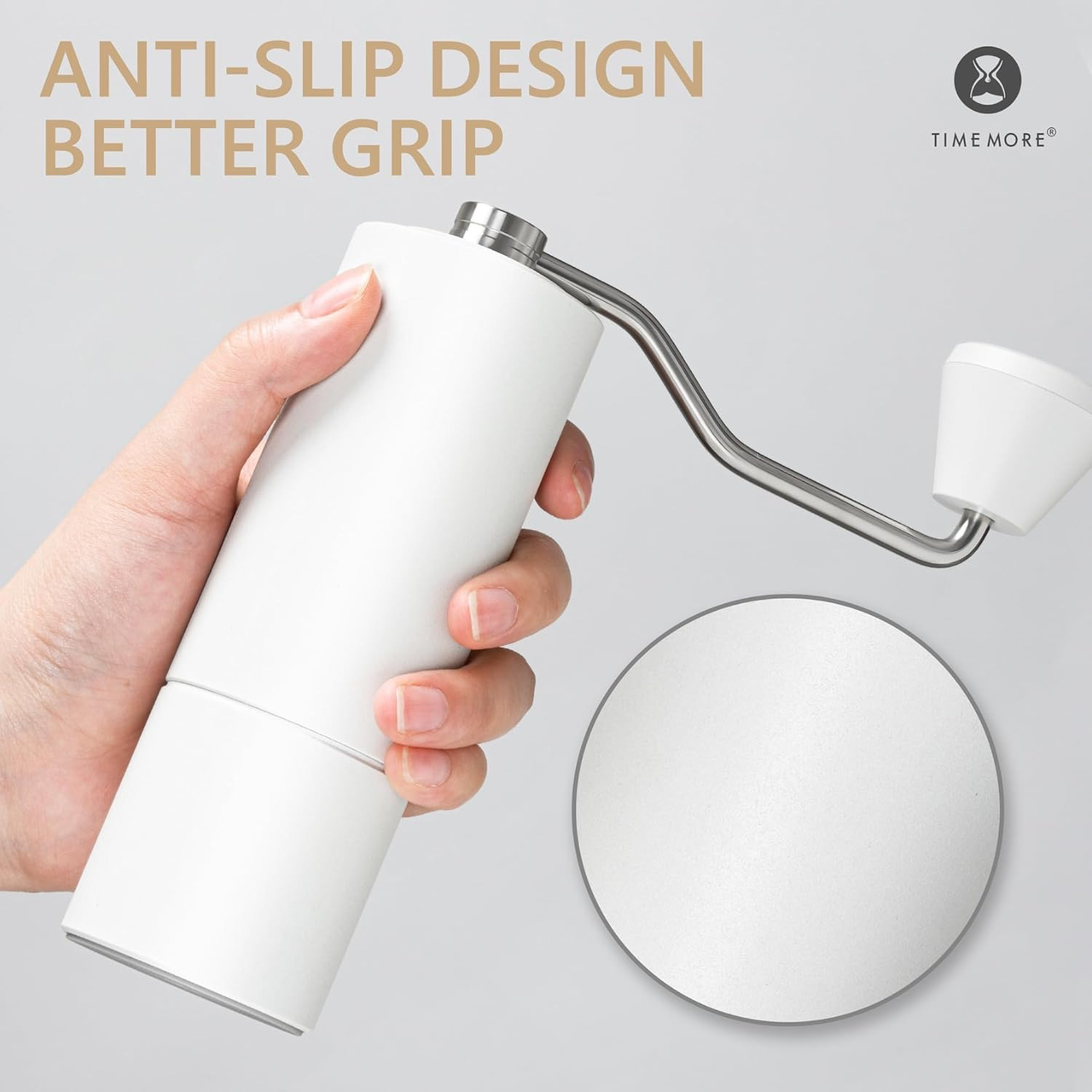 Кофемолка ручная Timemore Chestnut C3 с регулировкой помола со стальными жерновами Matte White (S2C660) - фото 8