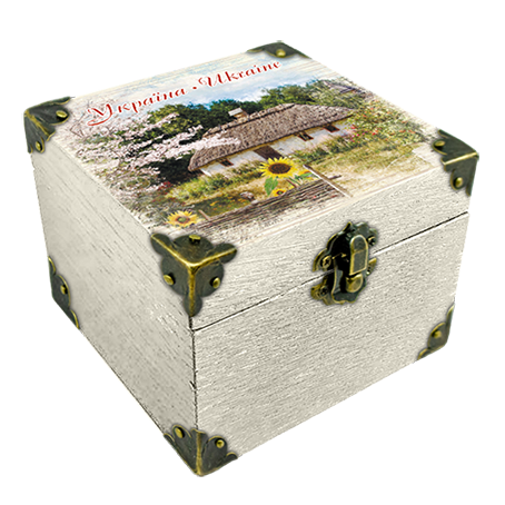 Шкатулка эко декоративная Украина Дом с подсолнечником 10х10 см Белый (укш05б10х10)