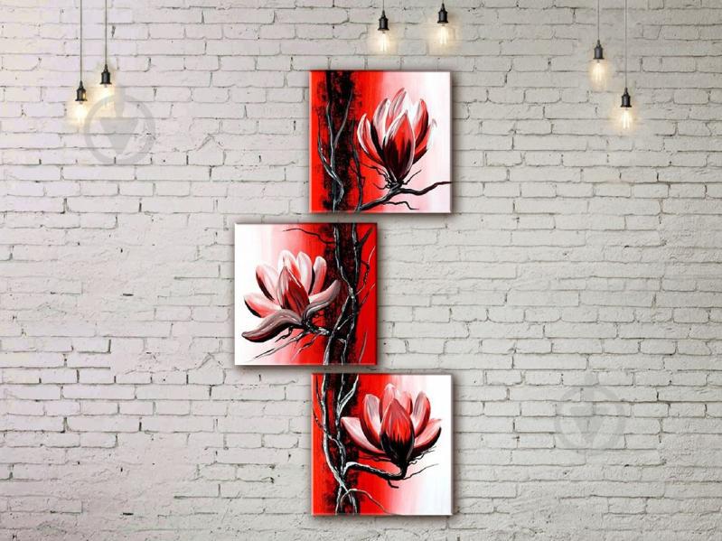 Модульная картина акрилом цветы ArtStar MHM17_3_130 размер 55 х 120 см