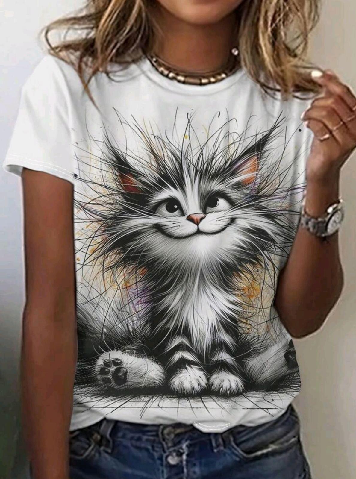 Футболка женская Cat Pattern S/M Белый (27343021)