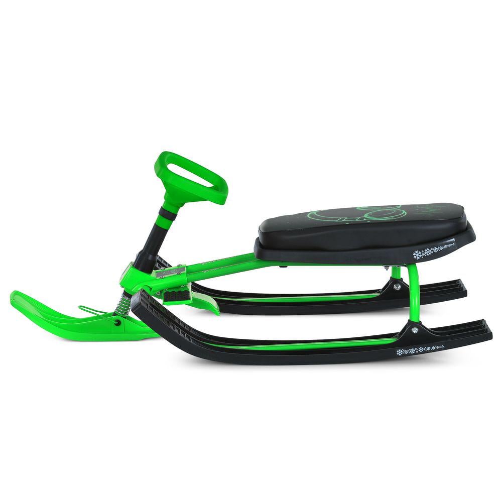 Снегокат MS 1778-11 низкая рама/сиденье из экокожи 45х21 см/руль металлопластик Черно-зеленый (30268721) - фото 3 Снегокат MS 1778-11 низкая рама/сиденье из экокожи 45х21 см/руль металлопластик Черно-зеленый (30268721) - фото 3