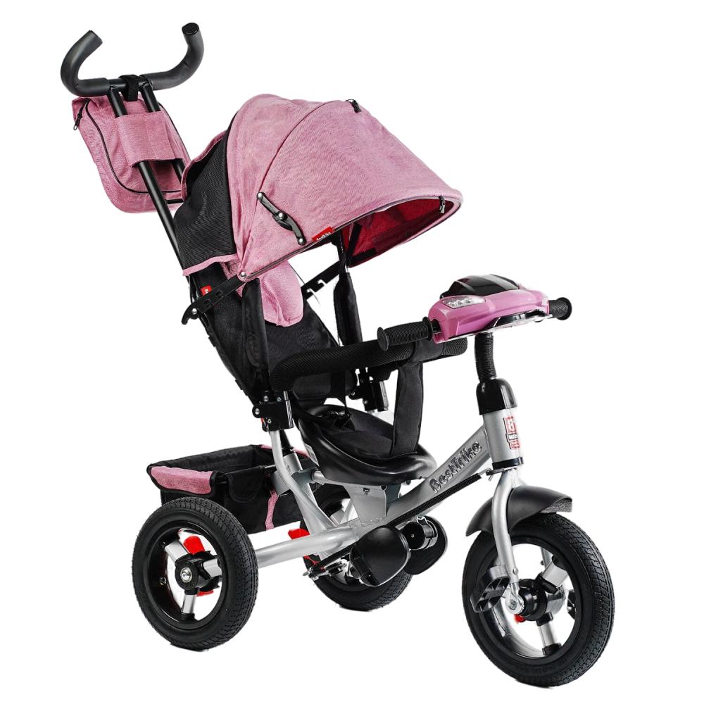 Велосипед 3-х колесный детский Best Trike с надувными колесами и фарой USB пульт Pink (125073)
