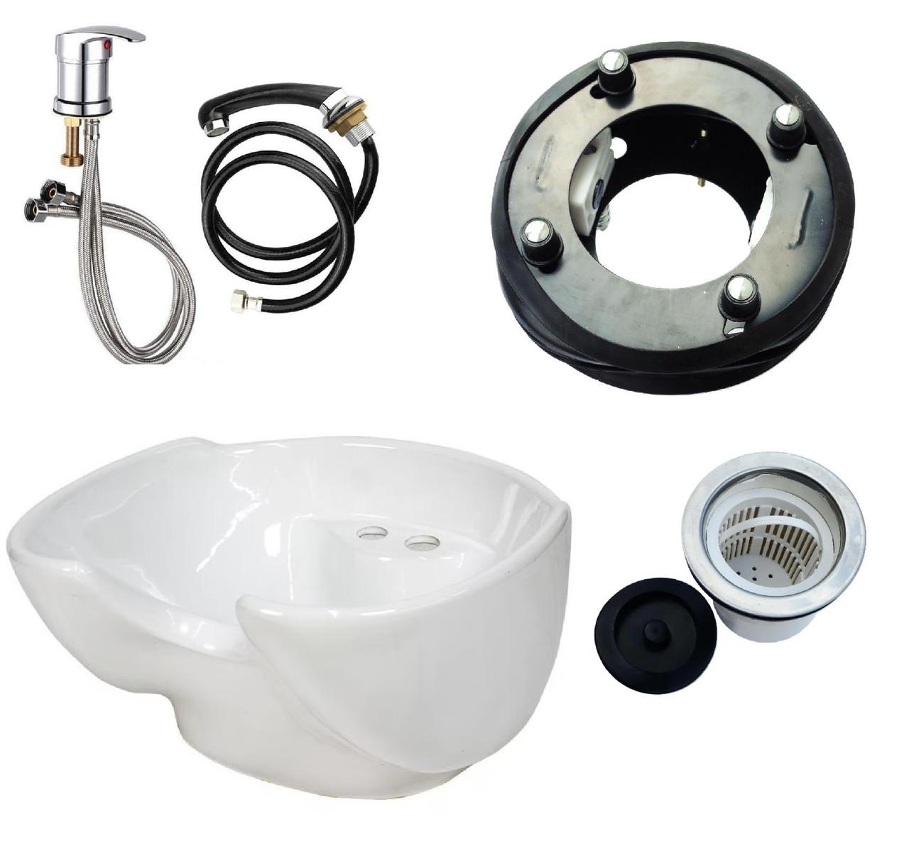 Раковина к парикмахерской мойке с сантехникой ДенІС professional Лилия керамическая Белый (2445077757)